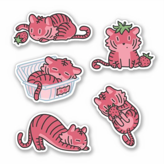 Strawberry Tiger Sticker Pack (Voorkant)