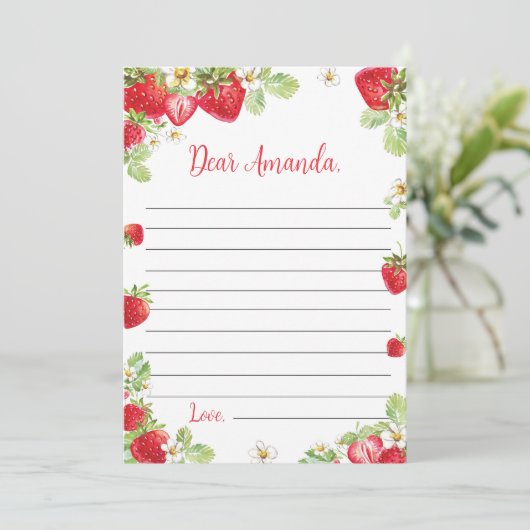 Strawberry Time Capsule Note Message Kaart (Staand voorkant)