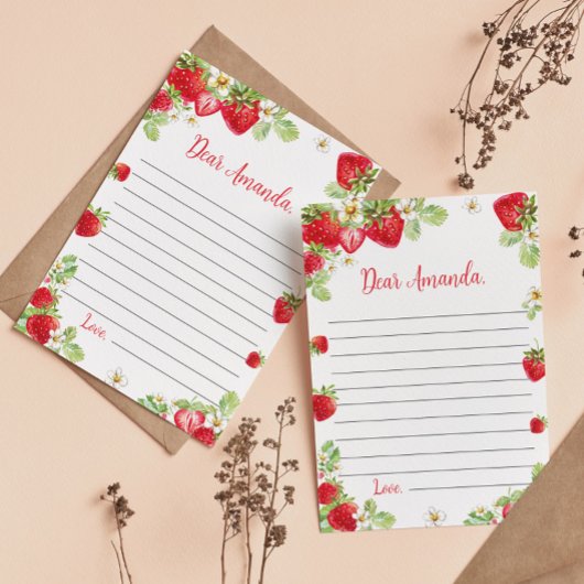 Strawberry Time Capsule Note Message Kaart