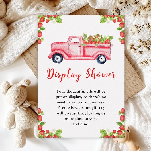 Strawberry Truck Baby shower Display Douche Informatiekaartje