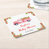 Strawberry Truck Baby shower Kartonnen Onderzetters (Schuin)