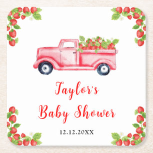 Strawberry Truck Baby shower Kartonnen Onderzetters