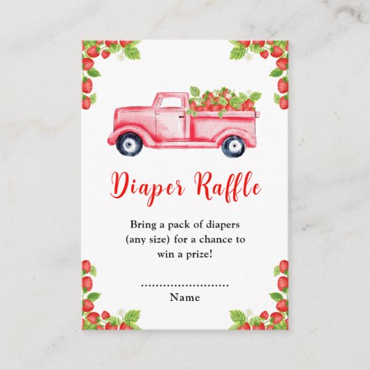 Strawberry Truck Baby shower Luier Raffle Informatiekaartje (Voorkant)