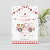 Strawberry Truck Sweet Berry First Birthday Kaart (Staand voorkant)