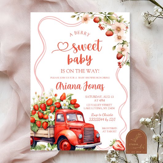 Strawberry Trucks Zomer Baby shower Kaart