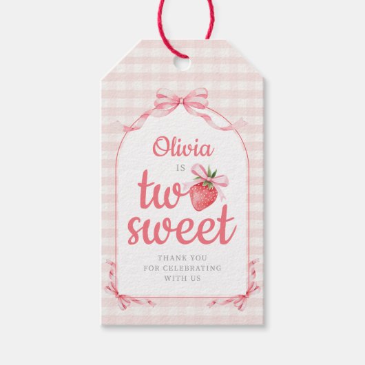 Strawberry Two Sweet Girl 2nd Birthday Cadeaulabel (Voorkant)
