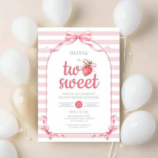 Strawberry Two Sweet Girl 2nd Birthday Kaart