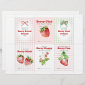 Strawberry Valentine Cards for Kids Briefhoofd (Voorkant / Achterkant)