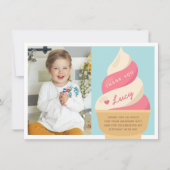 Strawberry Vanilla Ice Cream Kids Birthday Foto Bedankkaart (Voorkant)
