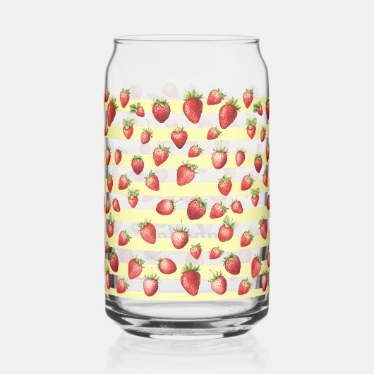 Strawberry Vanilla Stripes Personalize Blikvorm Glas (Achterkant)