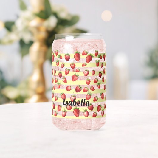 Strawberry Vanilla Stripes Personalize  Blikvorm Glas (Insitu (Huwelijk))