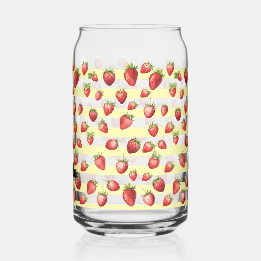 Strawberry Vanilla Stripes Personalize Blikvorm Glas (Links)