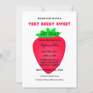 Strawberry Very Berry Sweet Baby shower QR-code Kaart