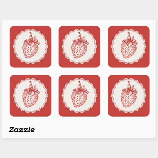 Strawberry Vierkante Sticker (Vel)