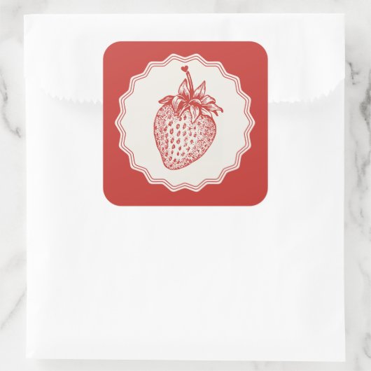 Strawberry Vierkante Sticker (Tas)