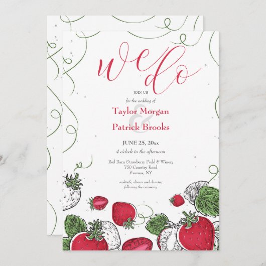 Strawberry Vine bruiloft uitnodiging (Voorkant / Achterkant)