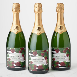 Strawberry Vine Food and Beverage Label Set Sparkling Wijnetiket