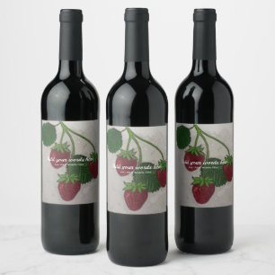 Strawberry Vine Food and Beverage Label Set Wijn Etiket