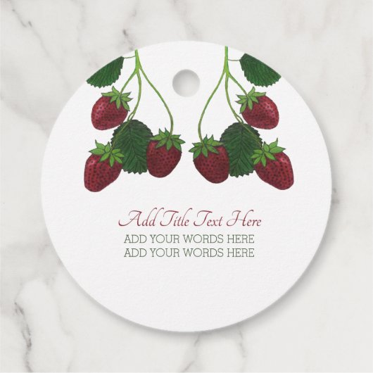 Strawberry Vine Gingham Gepersonaliseerde Favor Ta Bedankjes Labels (Achterkant)