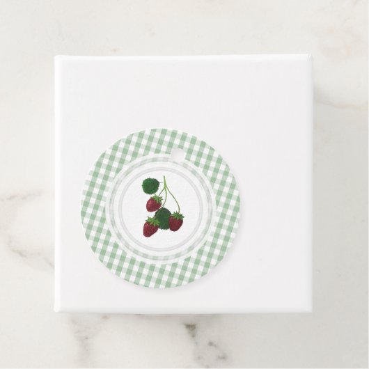 Strawberry Vine Gingham Gepersonaliseerde Favor Ta Bedankjes Labels (In situ)