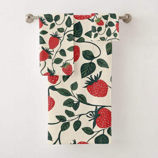 Strawberry Vine Pattern Bad Handdoek (Insitu)