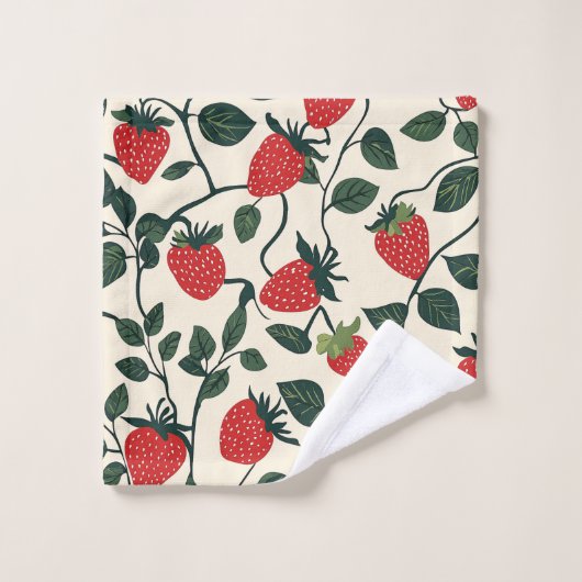 Strawberry Vine Pattern Bad Handdoek (Wasdoekje)
