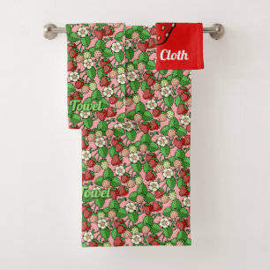 Strawberry Vine Pattern Bath Towel set Bad Handdoek