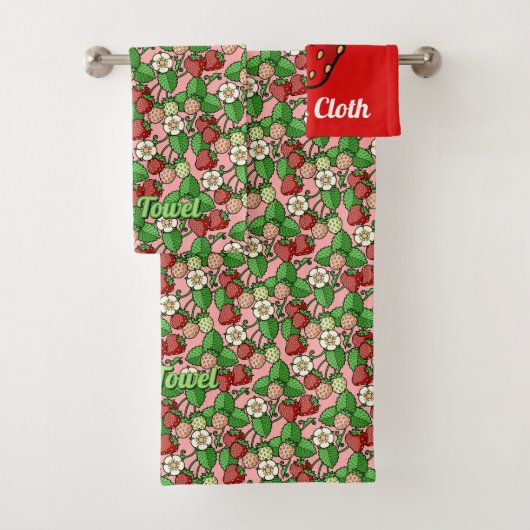 Strawberry Vine Pattern Bath Towel set Bad Handdoek (Insitu)