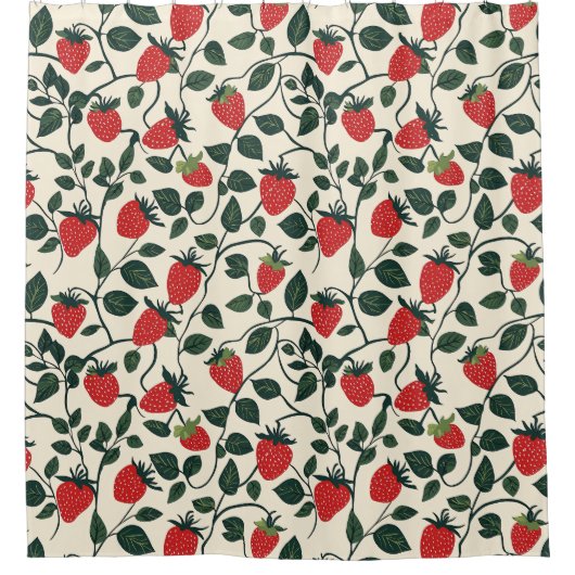 Strawberry Vine Pattern Douchegordijn (Voorkant)