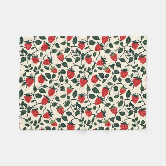 Strawberry Vine Pattern Fleece Deken (Voorkant (Horizontaal))