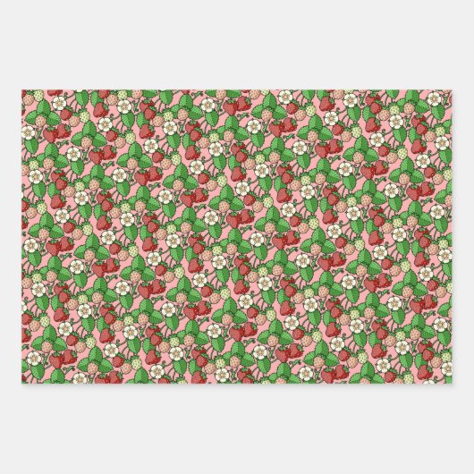 Strawberry Vine Pattern Papierbladen verpakken Inpakpapier Vel (Voorkant)