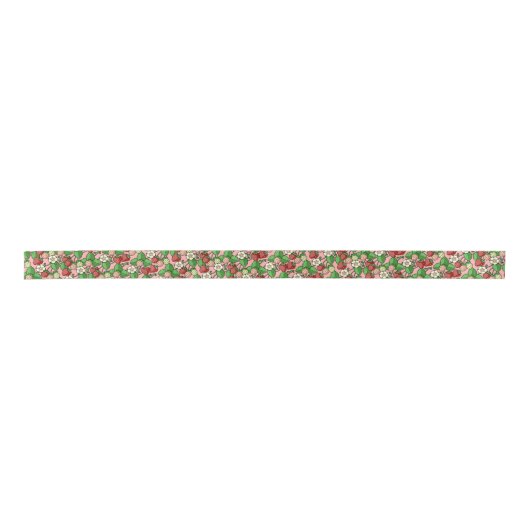 Strawberry Vine Pattern Ribbon Satijnen Lint (Voorkant)