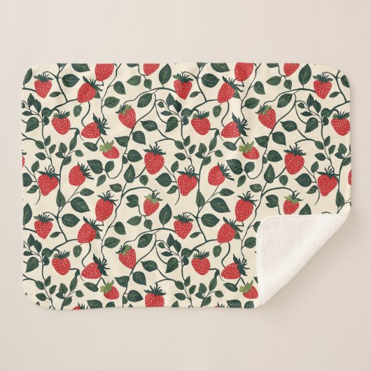 Strawberry Vine Pattern Sherpa Deken (Voorkant (horizontaal))
