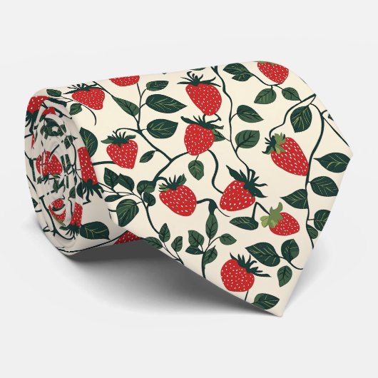 Strawberry Vine Pattern Stropdas (Opgerold)
