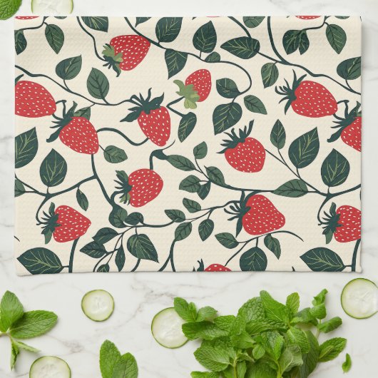 Strawberry Vine Pattern Theedoek (Gevouwen)