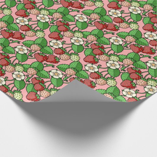 Strawberry Vine Pattern Wrapping Paper Cadeaupapier (Hoek)