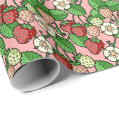 Strawberry Vine Pattern Wrapping Paper Cadeaupapier (Rol Hoek)