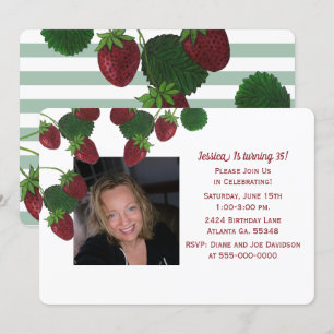 Strawberry Vine Photo Invitation Kaart