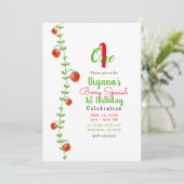 Strawberry Vine Red Berries 1 Een 1e Verjaardag Kaart (Staand voorkant)