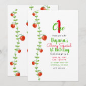 Strawberry Vine Red Berries 1 Een 1e Verjaardag Kaart (Voorkant / Achterkant)