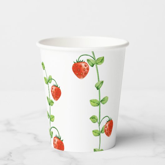 Strawberry Vine Red Berries verjaardagsfeestje Papieren Bekers (Achterkant)
