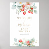 Strawberry Vines Baby shower Welkomstbord Poster (Voorkant)