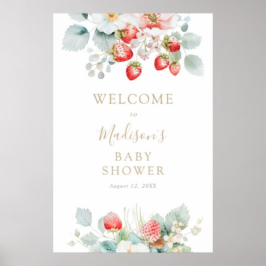 Strawberry Vines Baby shower Welkomstbord Poster (Voorkant)