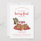Strawberry Waffles Brunch | Eerste verjaardag van  Kaart (Voorkant)