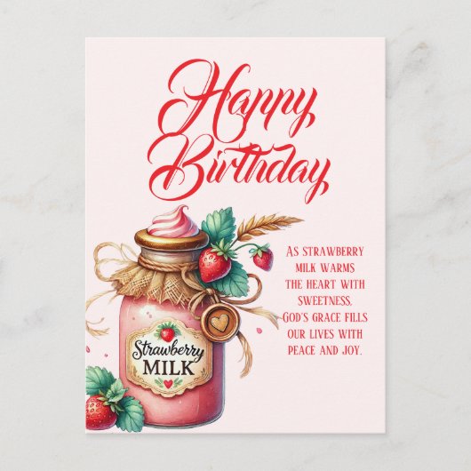 Strawberry Warmth Birthday Christian Card Briefkaart (Voorkant)