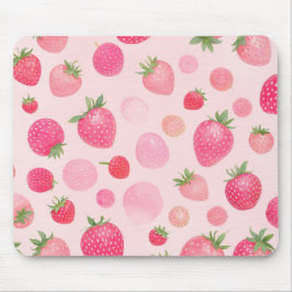 Strawberry Watercolor Pink Berry Seamless Pattern Muismat