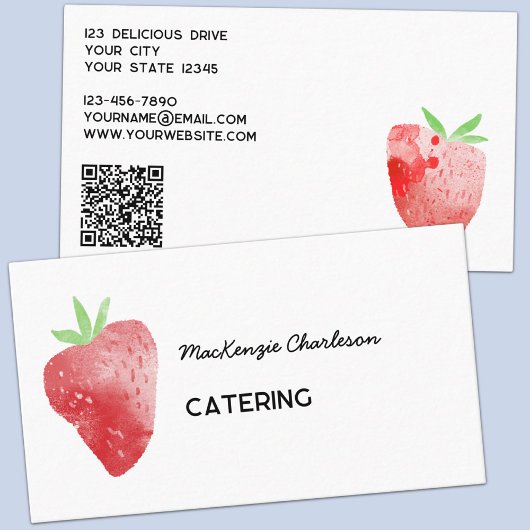 Strawberry Waterverf Catering Services QR Code Visitekaartje