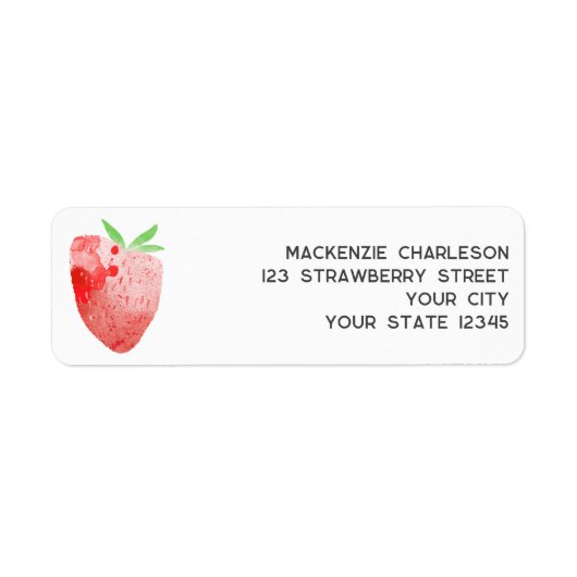 Strawberry Waterverf Return Address Etiket (Voorkant)