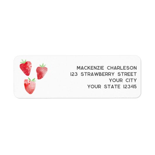 Strawberry Waterverf Return Address Etiket (Voorkant)