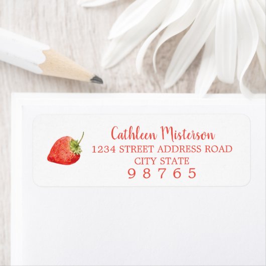 Strawberry Waterverf Return Address Labels (Insitu)